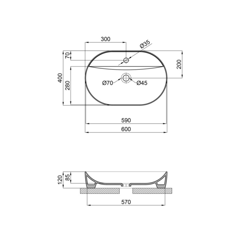 Qtap Раковина-чаша Scorpio 610x400x120 Matt black QT142203MBMBN