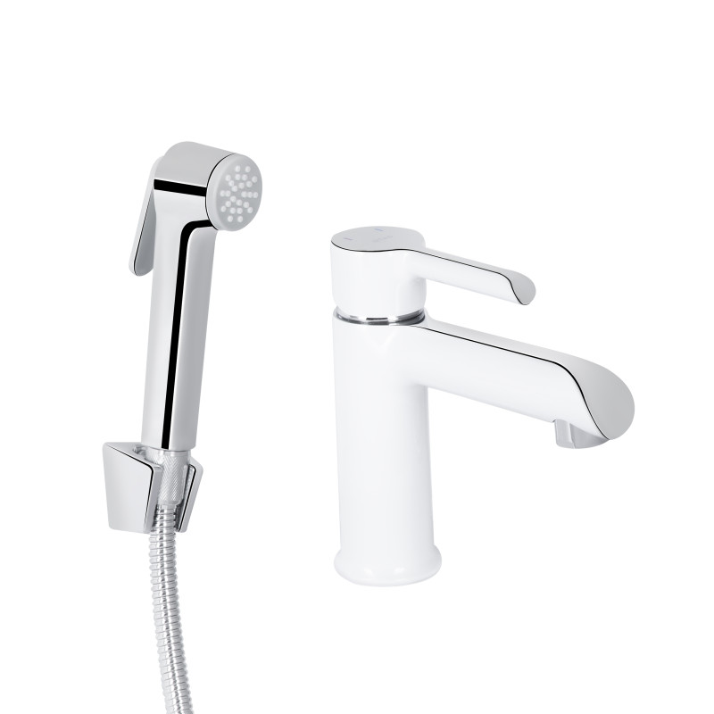 Qtap Змішувач для раковини Grand (з гігієнічним душем) QTGRA272CRW45671 Chrome/White
