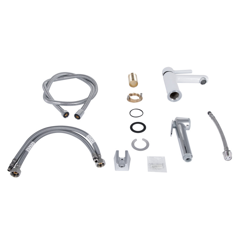 Qtap Змішувач для раковини Grand (з гігієнічним душем) QTGRA272CRW45671 Chrome/White