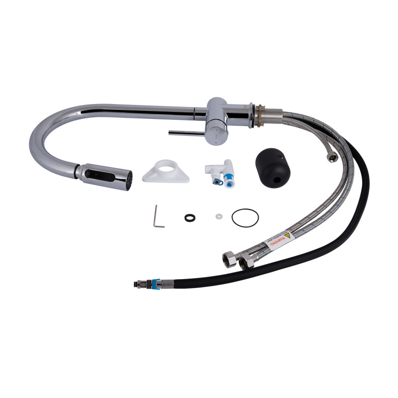 Qtap Змішувач для кухні Rozcesti з висувним виливом з підключенням для питної води QTROZ366CRM45938 Chrome