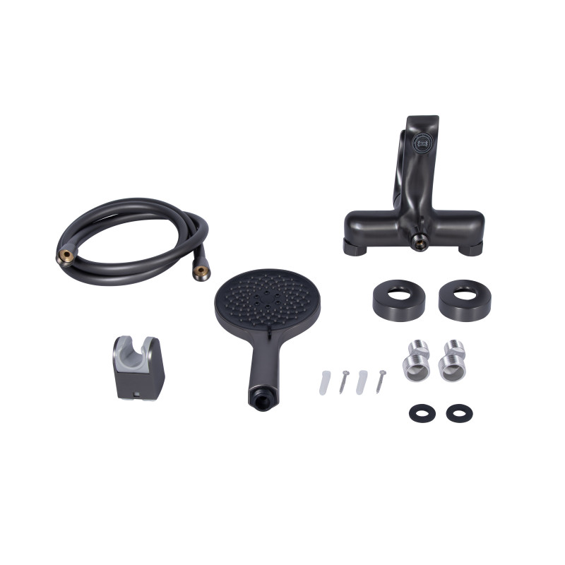 Qtap Змішувач для ванни Vlasta New (з душовим гарнітуром) QTVLA259GMB45643 Gunmetal Black PVD