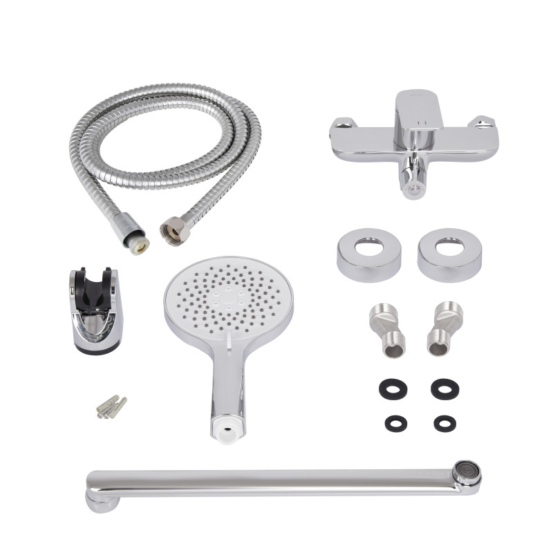 Qtap Змішувач для ванни Vlasta New з довгим поворотним виливом (з душовим гарнітуром) QTVLA260CRM45644 Chrome