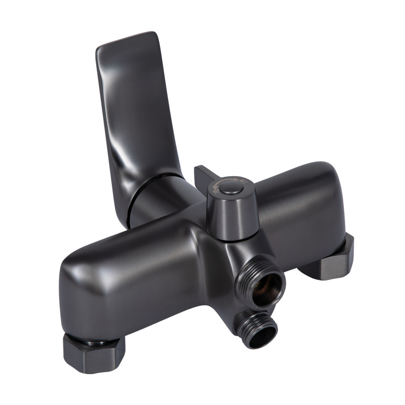 Qtap Змішувач для ванни Vlasta New з довгим поворотним виливом (з душовим гарнітуром) QTVLA260GMB45645 Gunmetal Black PVD