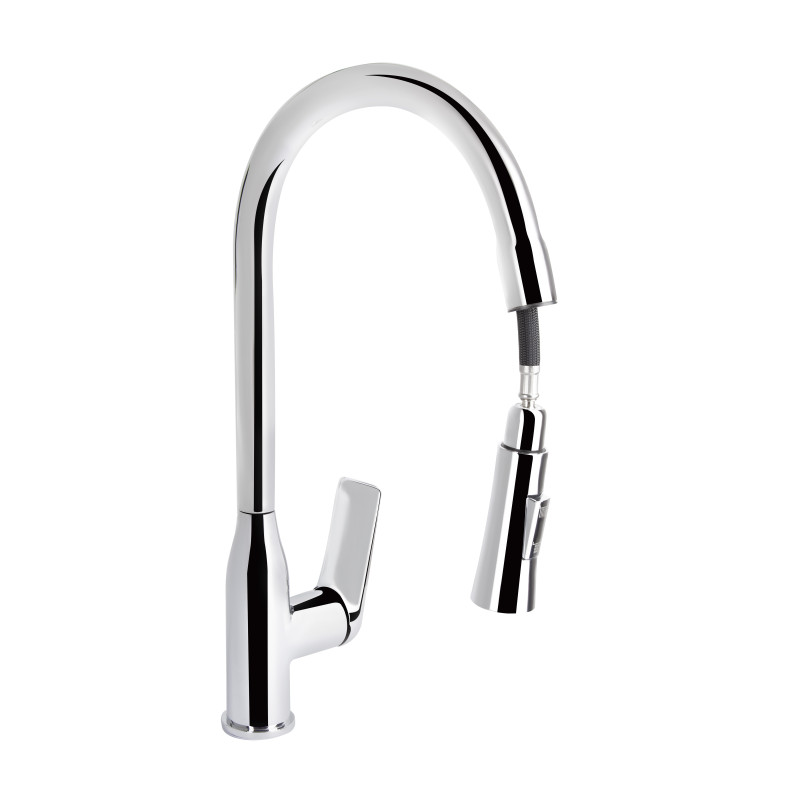 Qtap Змішувач для кухні Vlasta New з висувним виливом QTVLA344CRM45646 Chrome