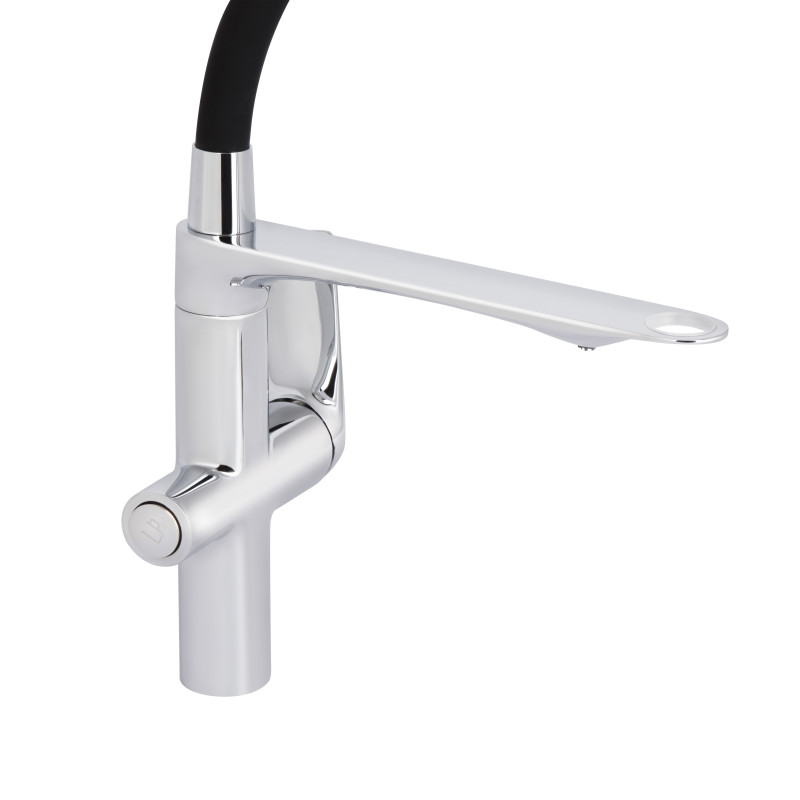 Qtap Змішувач для кухні Vlasta New з гнучким виливом з підключенням для питної води QTVLA364CRM45648 Chrome