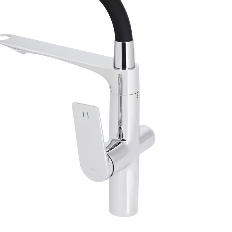 Qtap Змішувач для кухні Vlasta New з гнучким виливом з підключенням для питної води QTVLA364CRM45648 Chrome