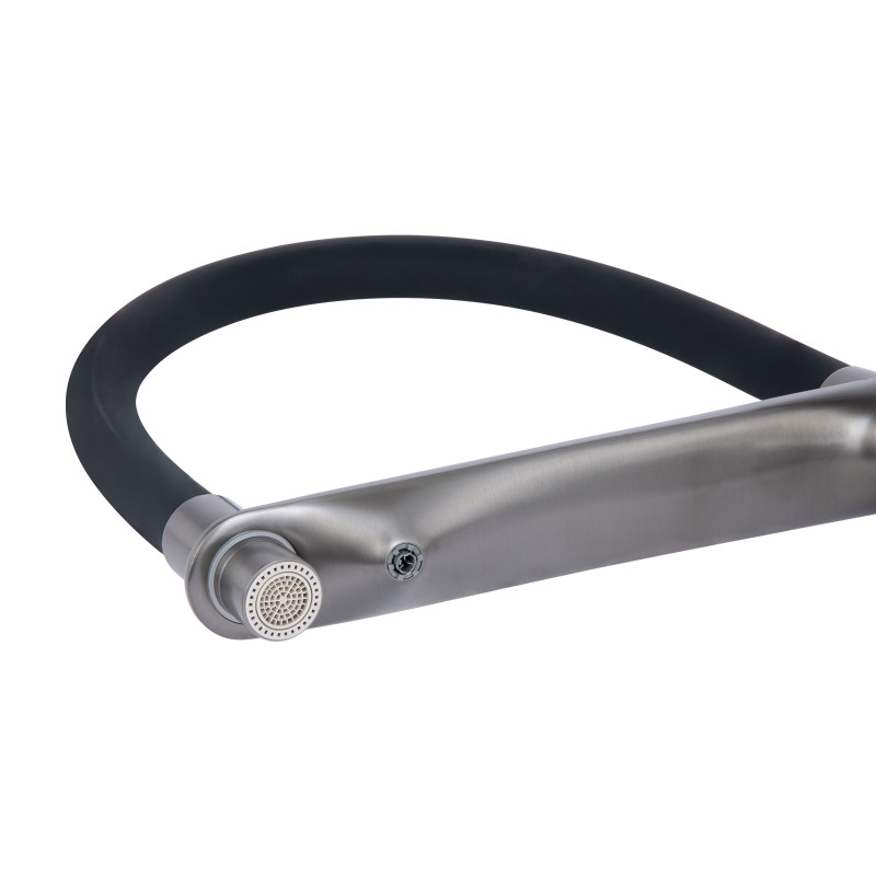 Qtap Змішувач для кухні Vlasta New з гнучким виливом з підключенням для питної води QTVLA364GMB45649 Gunmetal Black PVD