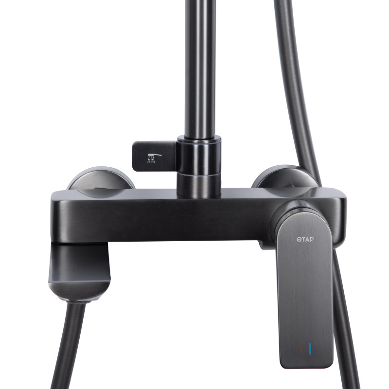 Qtap Душова система універсальна Vlasta New на три споживача (з виливом) QTVLA111GMB45651 Gunmetal Black PVD