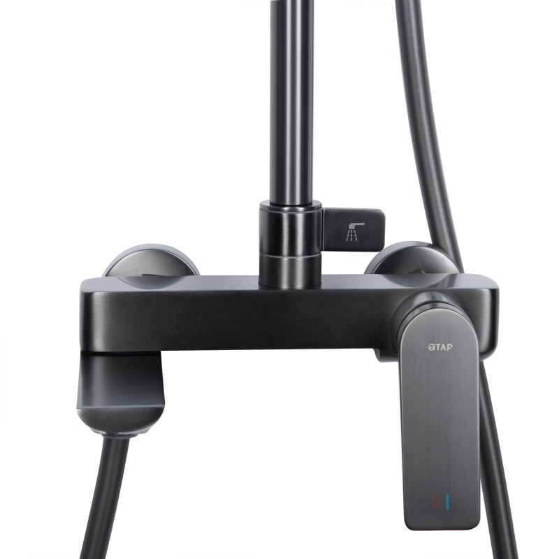 Qtap Душова система універсальна Vlasta New на три споживача (з виливом) QTVLA111GMB45651 Gunmetal Black PVD