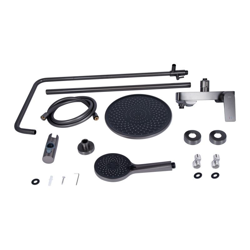 Qtap Душова система універсальна Vlasta New на три споживача (з виливом) QTVLA111GMB45651 Gunmetal Black PVD