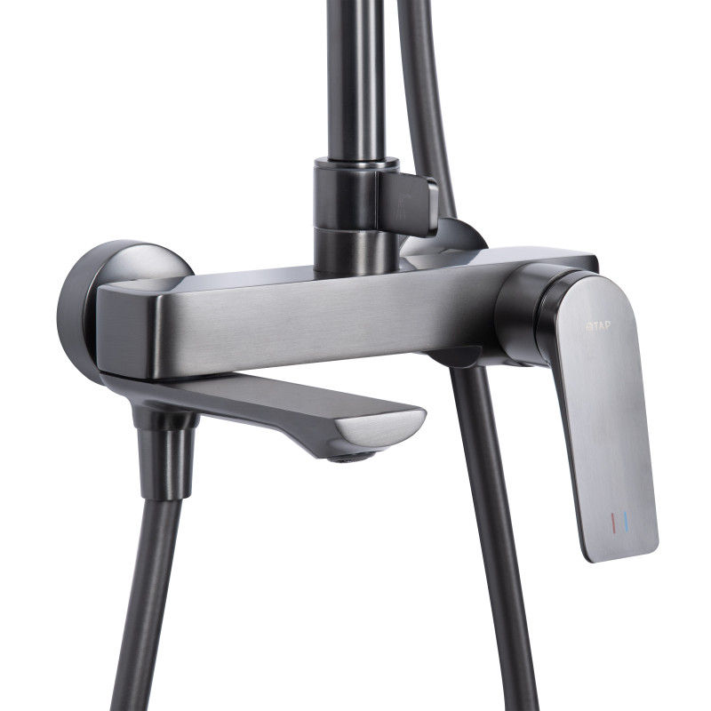 Qtap Душова система універсальна Vlasta New на три споживача (з виливом) QTVLA111GMB45651 Gunmetal Black PVD