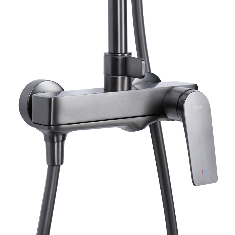 Qtap Душова система універсальна Vlasta New на три споживача (з виливом) QTVLA111GMB45651 Gunmetal Black PVD