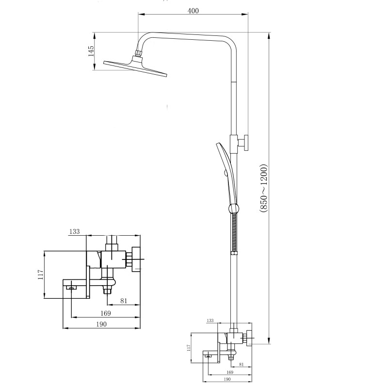 Qtap Душова система універсальна Taurus на три споживача (з виливом) QTTAU111CRM45665 Chrome