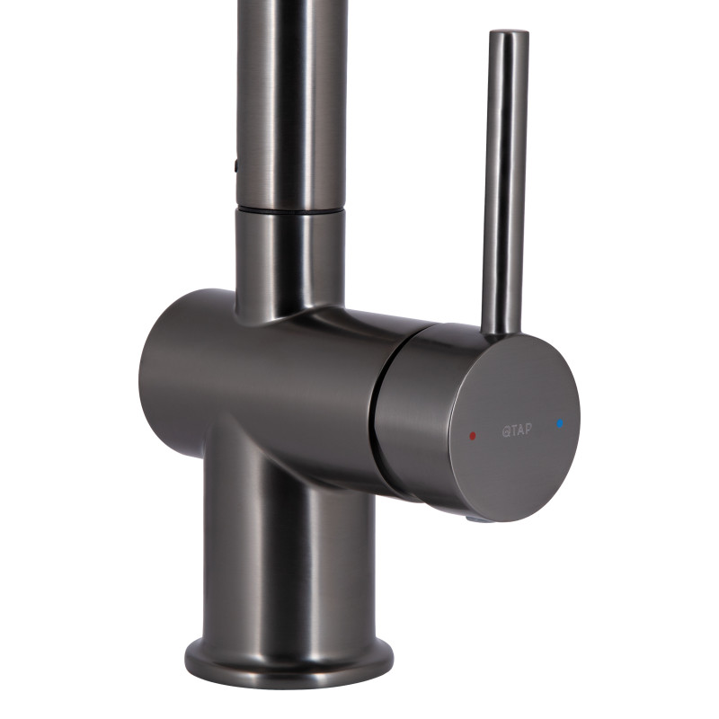Qtap Змішувач для кухні Rozcesti з висувним виливом з підключенням для питної води QTROZ366GMB45939 Gunmetal Black PVD