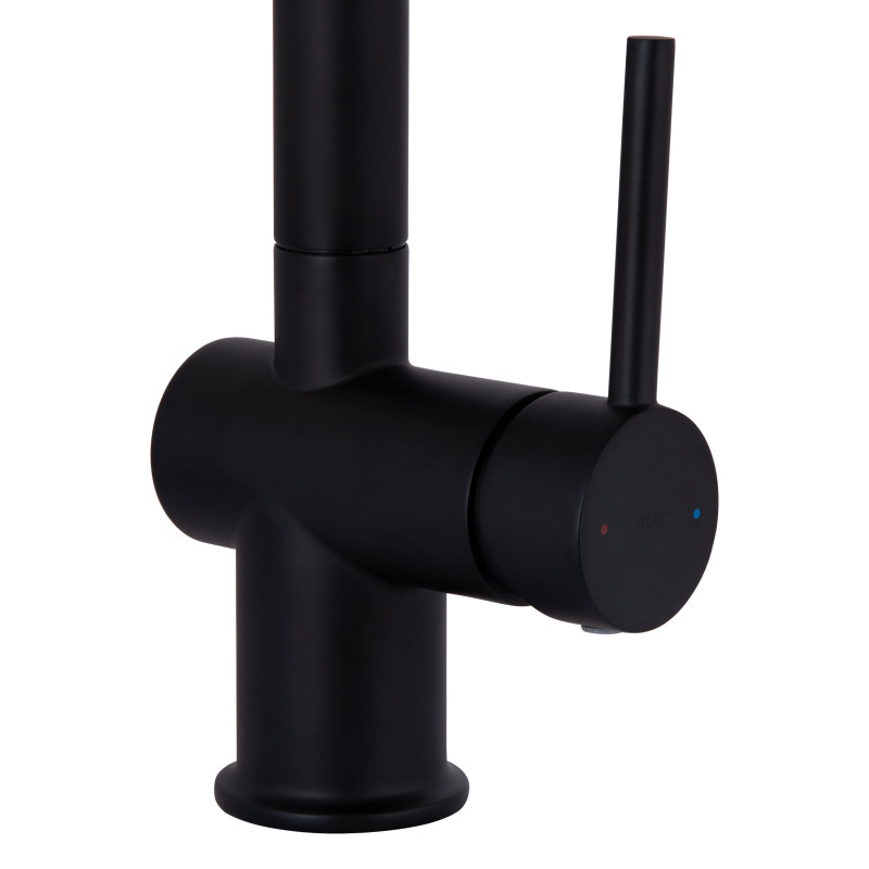 Qtap Змішувач для кухні Rozcesti з висувним виливом з підключенням для питної води QTROZ366BLM45940 Black Matt