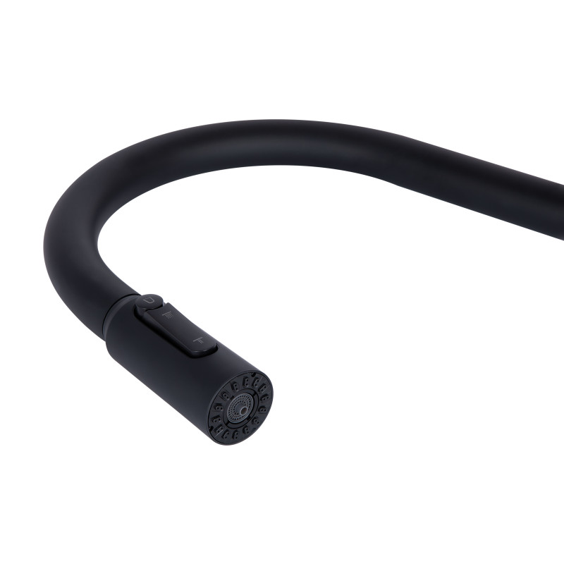 Qtap Змішувач для кухні Rozcesti з висувним виливом з підключенням для питної води QTROZ366BLM45940 Black Matt