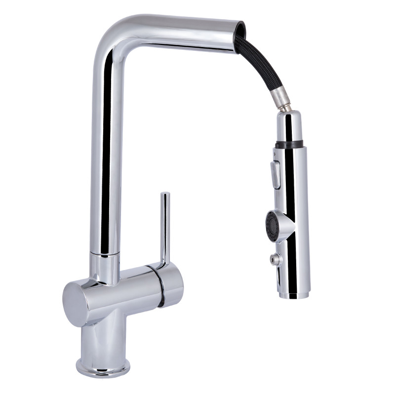 Qtap Змішувач для кухні Rozcesti з висувним виливом з підключенням для питної води QTROZ367CRM45941 Chrome