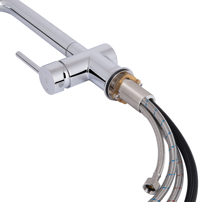 Qtap Змішувач для кухні Rozcesti з висувним виливом з підключенням для питної води QTROZ367CRM45941 Chrome