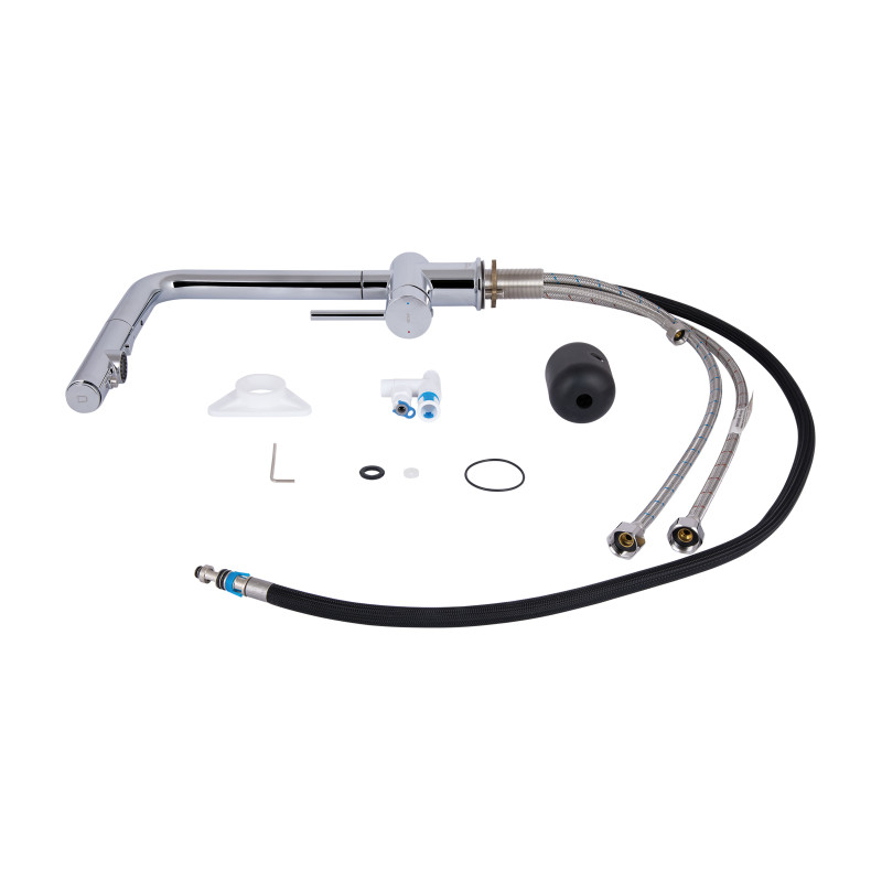 Qtap Змішувач для кухні Rozcesti з висувним виливом з підключенням для питної води QTROZ367CRM45941 Chrome