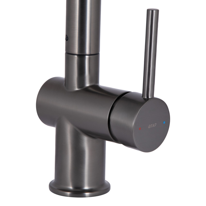 Qtap Змішувач для кухні Rozcesti з висувним виливом з підключенням для питної води QTROZ367GMB45942 Gunmetal Black PVD