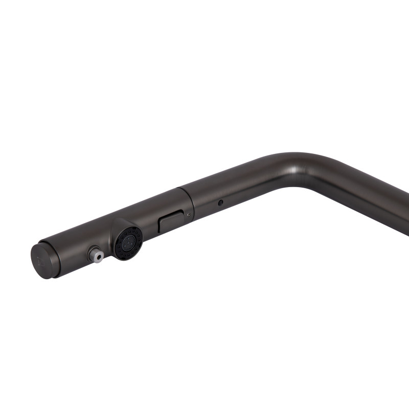 Qtap Змішувач для кухні Rozcesti з висувним виливом з підключенням для питної води QTROZ367GMB45942 Gunmetal Black PVD