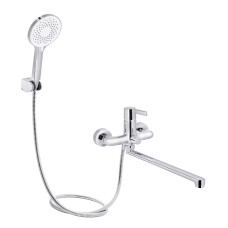 Qtap Змішувач для ванни Cardinal з довгим поворотним виливом (з душовим гарнітуром) QTCAR260CRM45657 Chrome