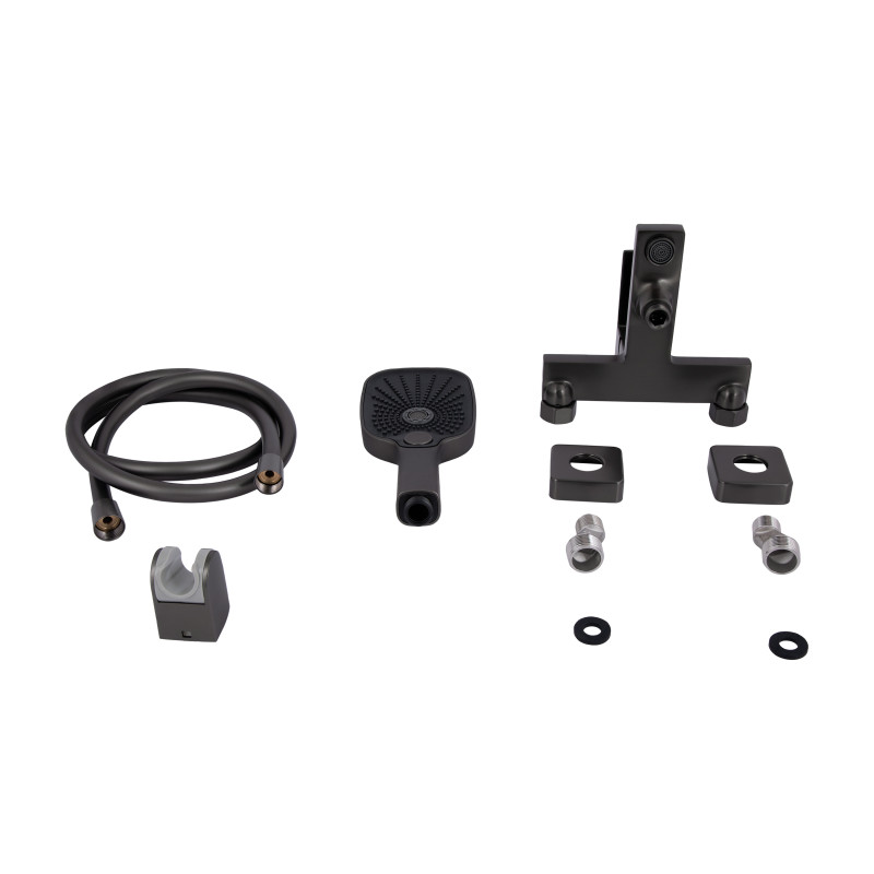 Qtap Змішувач для ванни Gemini (з душовим гарнітуром) QTGEM259GMB45684 Gunmetal Black PVD