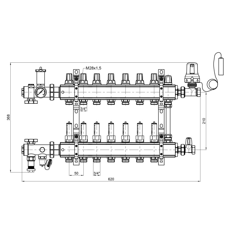 Колекторна група Icma 3/4" 7 виходів, з витратоміром №A2K013 (A2K013APR06)