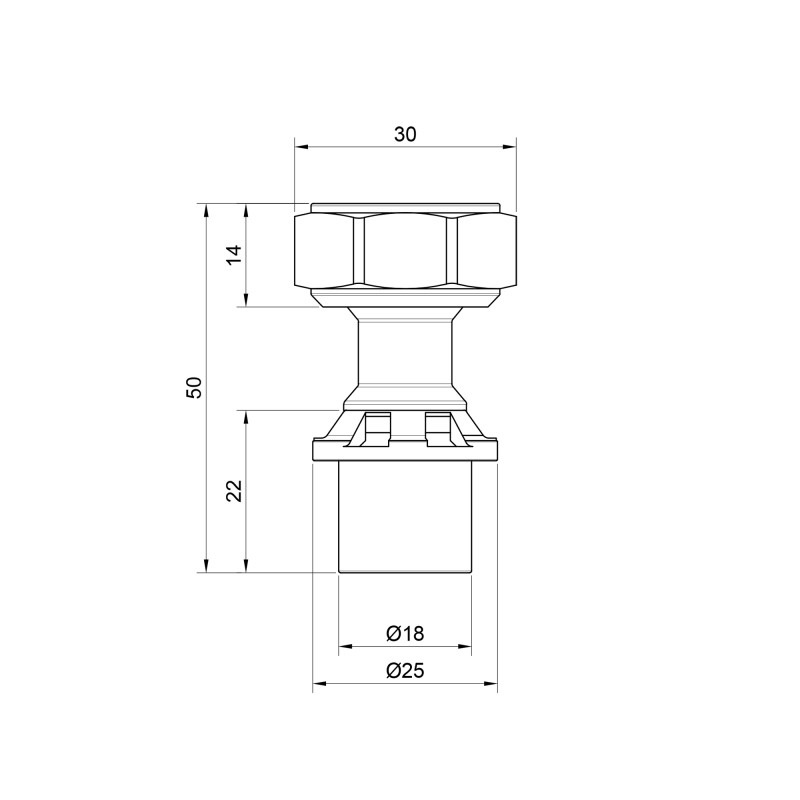 Icma Перехідник прес 16х3/4" ВР з накидною гайкою №416 (81416AEGH06)