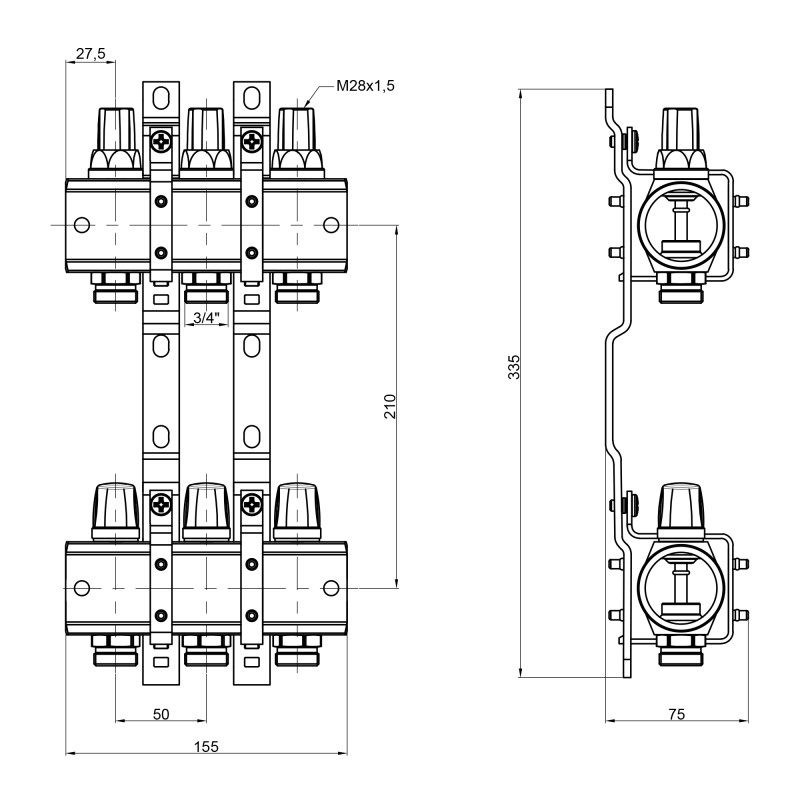 Icma Колектор 1" 3 виходи, без витратоміра №K005 (87K005PH06)