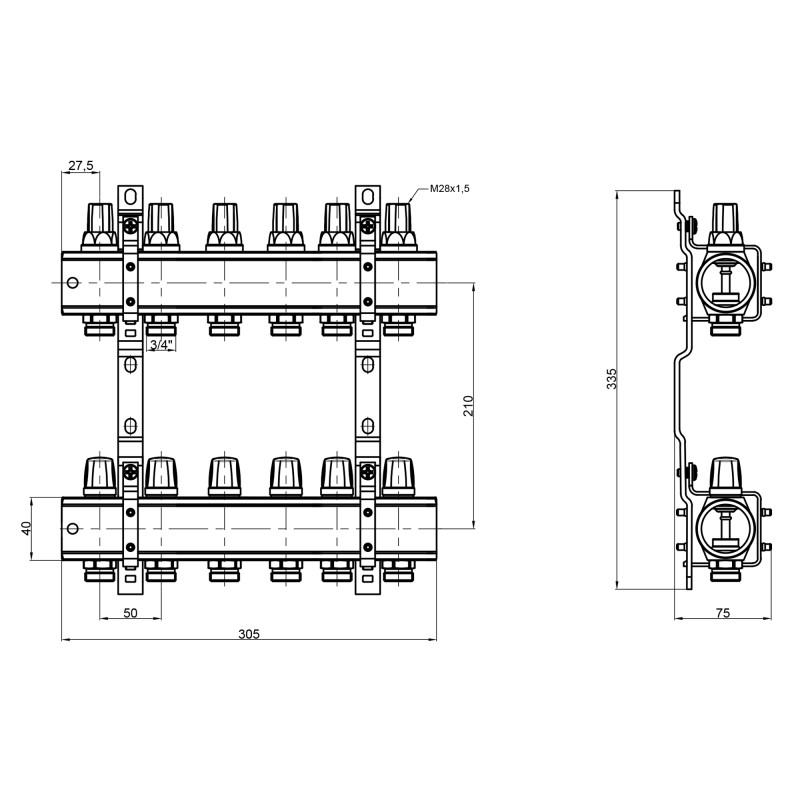 Icma Колектор 1" 6 виходів, без витратоміра №K005 (87K005PK06)