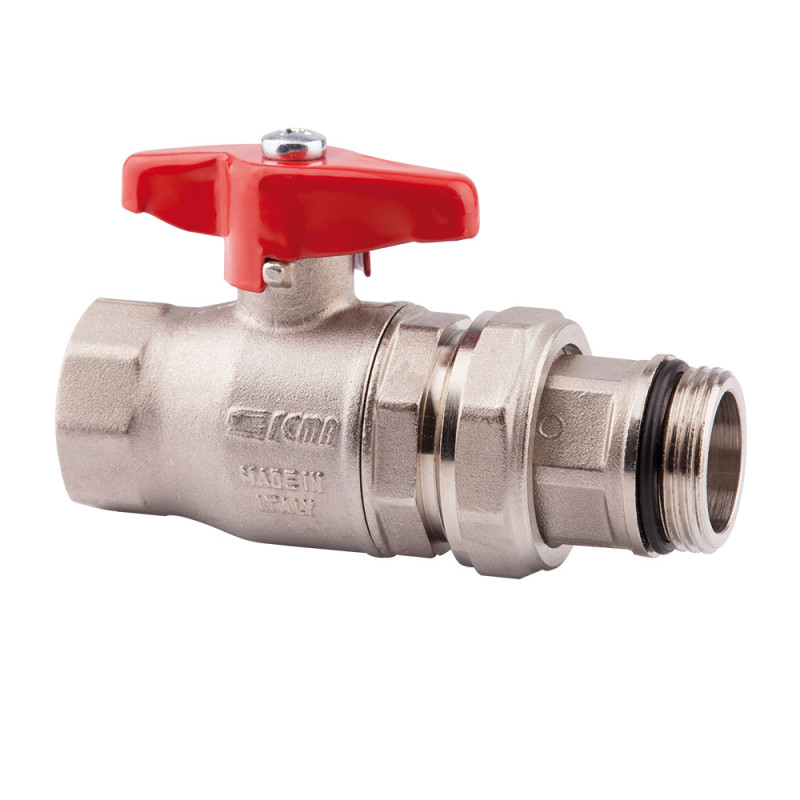 Icma Кран кульовий з американкою прямий, метелик червоний1"вз №215  (87215AF11)