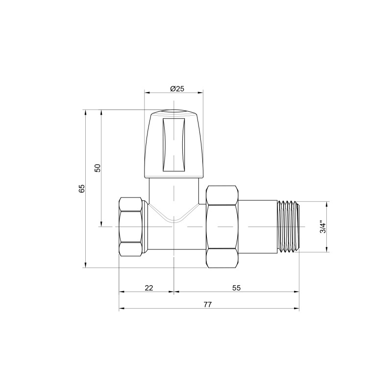 Icma Кран радіаторний 3/4" прямий без ручки №815 (82815AE06)