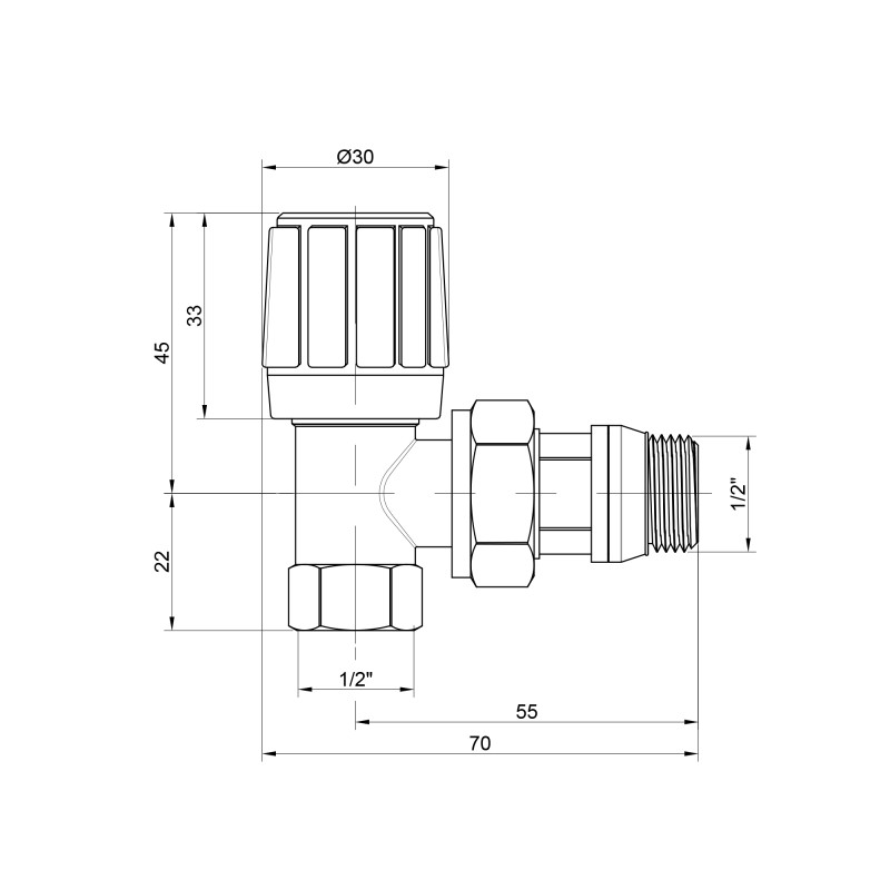 Icma Кран радіаторний 1/2" з антипротіканням кутовий №951 (82951AD06)