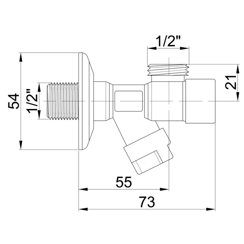 Icma Кран приладовий буксовий 1/2" кутовий №518 (90518AD07)