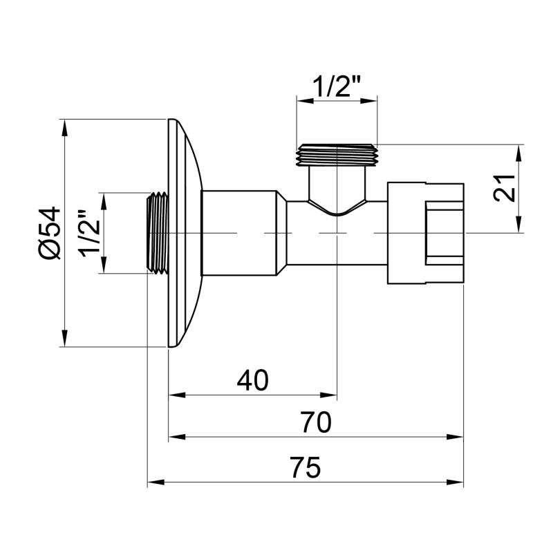 Icma Кран приладовий буксовий 1/2" кутовий №519 (90519AD07)