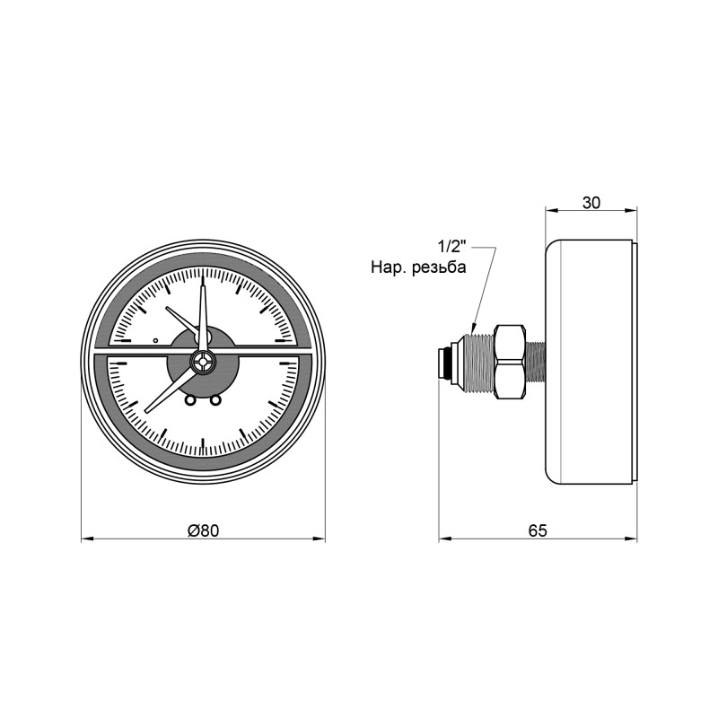Icma Термоманометр 1/2" 0-6 бар, заднє підключення №259 (91259AD06120)