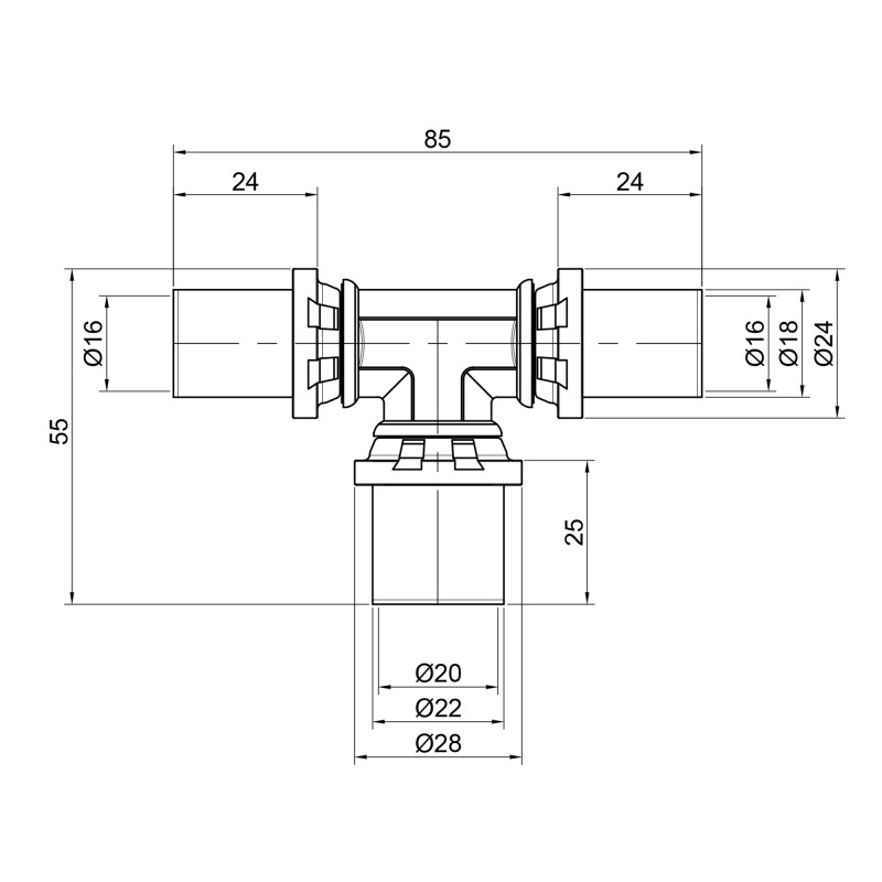 Icma Трійник прес 16х20х16 №406 (81406GHBQGH06)