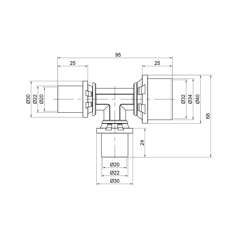 Icma Трійник прес 20х20х32 №406 (81406BQBQGQ06)