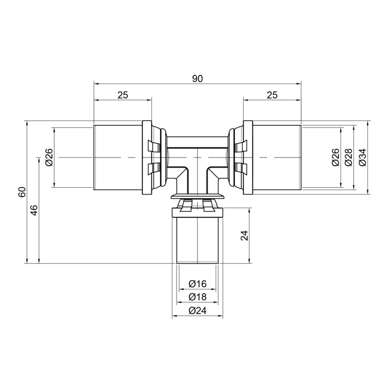 Icma Трійник прес 26х16х26 №406 (81406GPGHGP06)