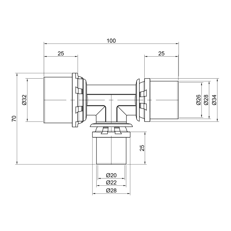 Icma Трійник прес 26х20х32 №406 (81406GPBQGQ06)