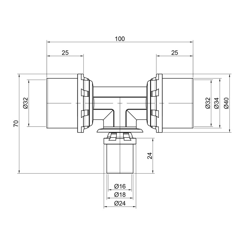 Icma Трійник прес 32х16х32 №406 (81406GQGHGQ06)