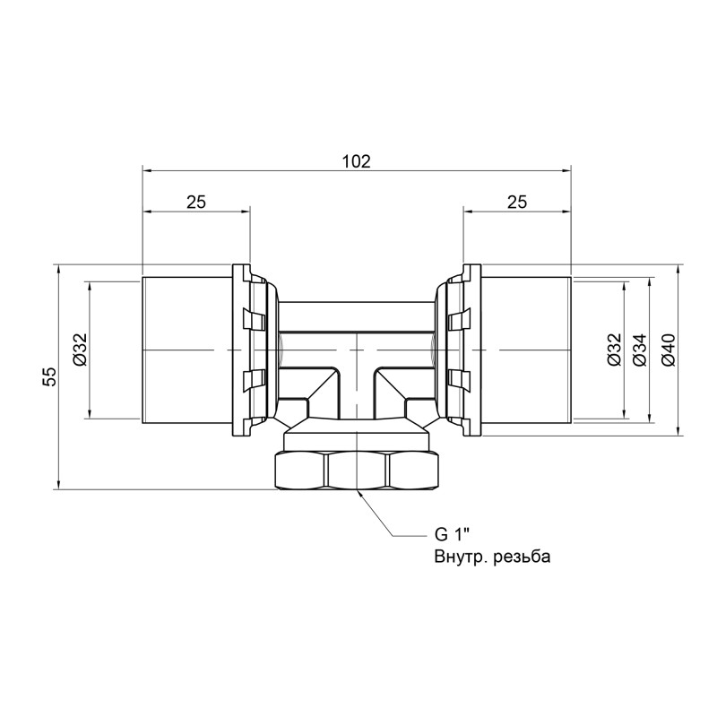 Icma Трійник прес 32х1"х32 ВР №408 (81408AFGQ06)