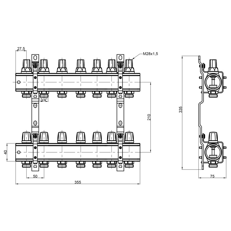 Icma Колектор 1" 7 виходів, без витратоміра №K005 (87K005PR06)
