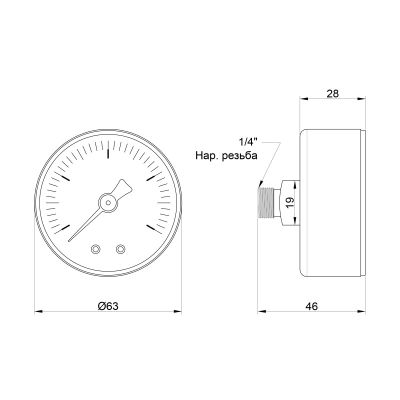 Icma Манометр 1/4" 0-4 бар, заднє підключення №243 (91243AB04)