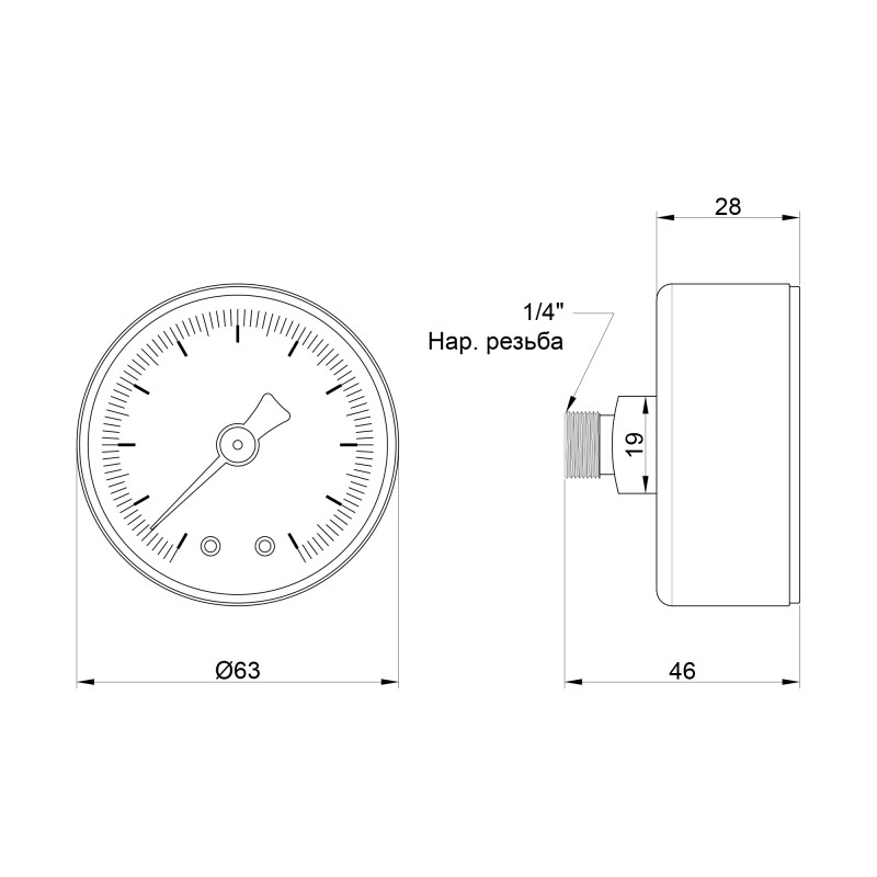 Icma Манометр 1/4" 0-10 бар, заднє підключення №243 (91243AB10)