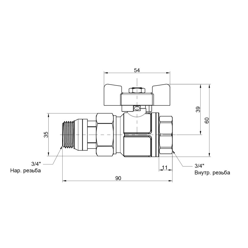 Icma Кран кульовий "Американка" 3/4" з антипротіканням прямий №348 (87348AE11)