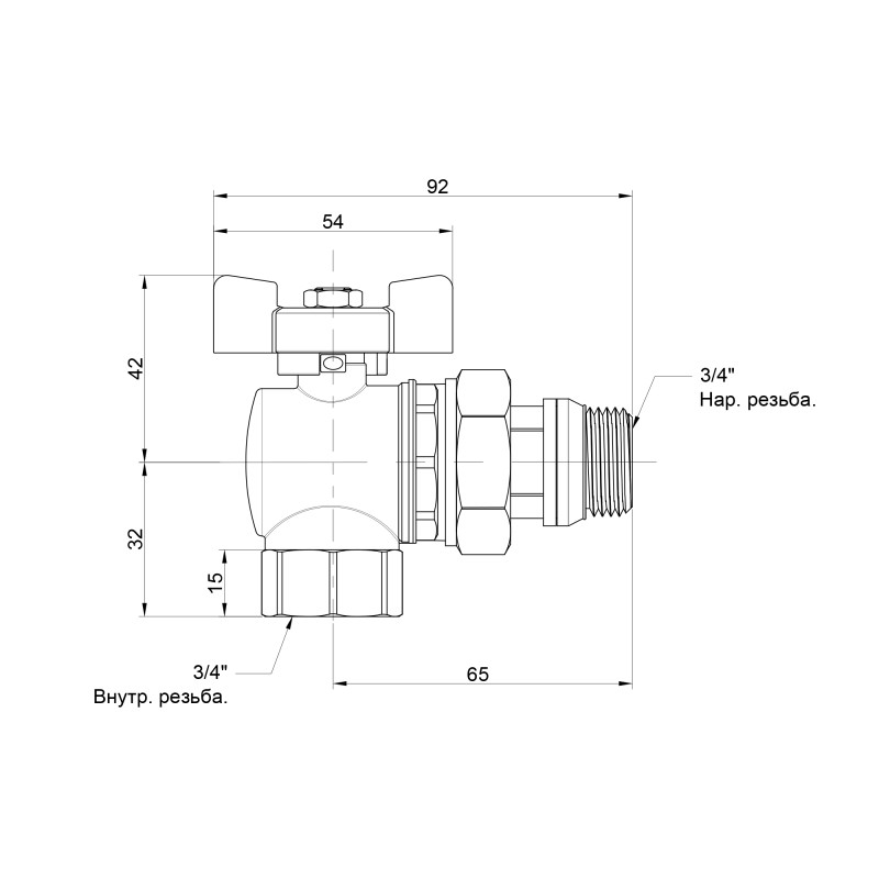 Icma Кран кульовий FAR. ROSSA 3/4" кутовий №362 (87362AE11)