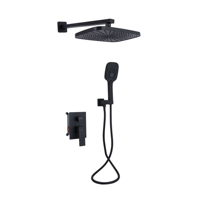 Qtap Душова система для душу Gemini прихованого монтажу на два споживача QTGEM113BLM45697 Black Matt