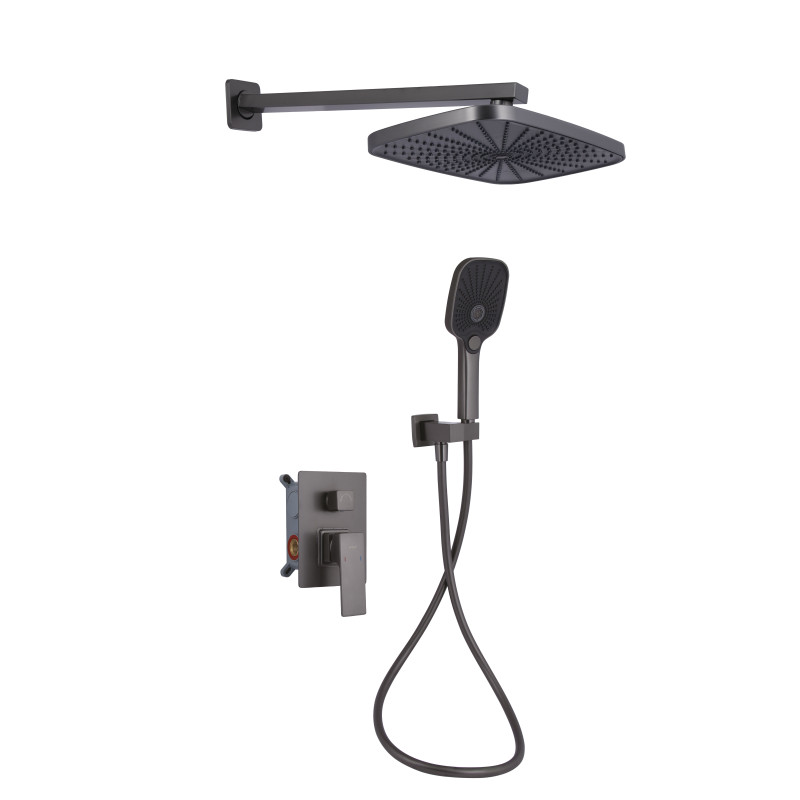 Qtap Душова система для душу Gemini прихованого монтажу на два споживача QTGEM113GMB45698 Gunmetal Black PVD
